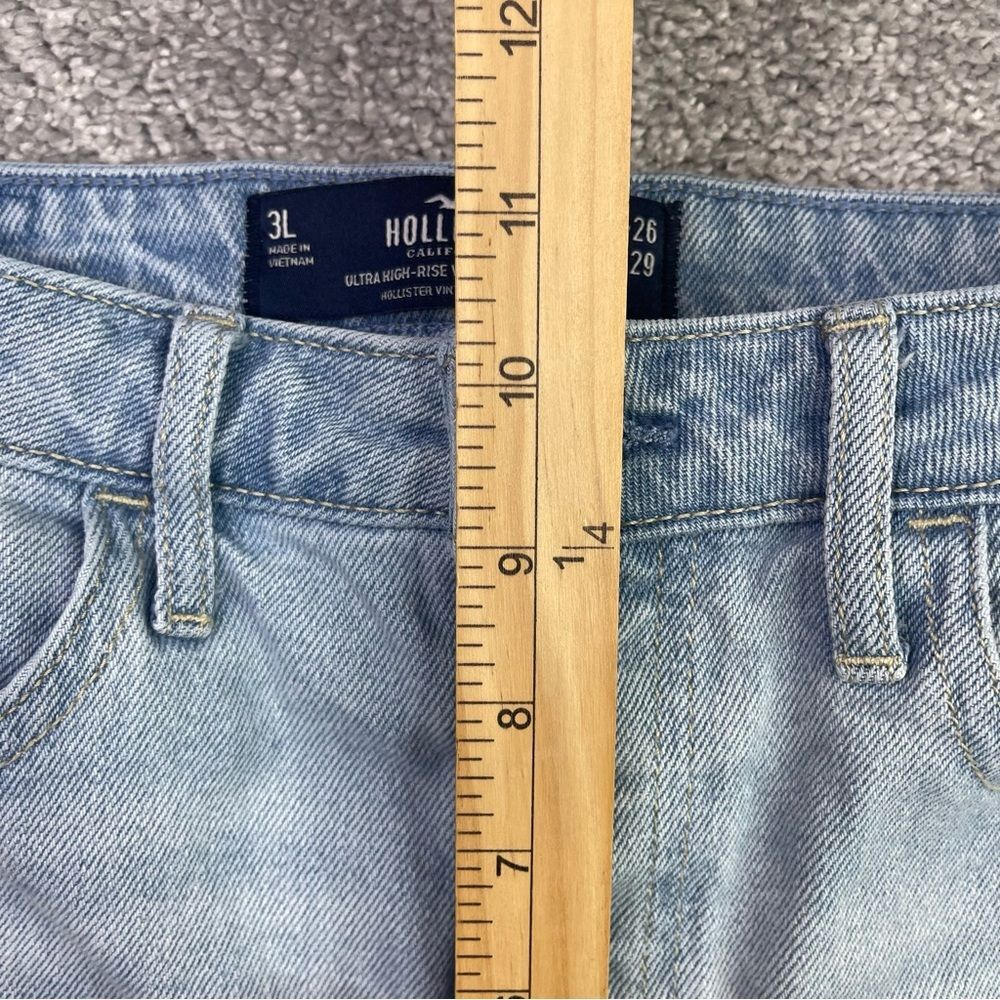 Hollister Jeans Women's 26 Blue Straight High Rise Light Wash Button Fly Ripped - Picture 9 of 12
